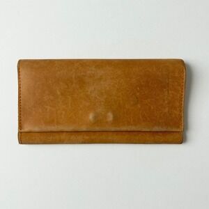 Able Debre Wallet Cognac Brown Leather Magnetic Snap Handcrafted in Ethiopia